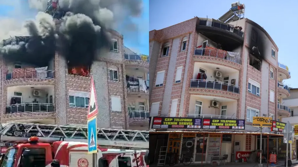 Antalya’da apartmanda çıkan yangında 5 kişi dumandan etkilendi